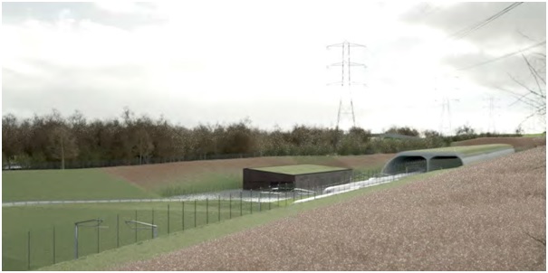 View of the Green Tunnel North Portal from the North West towards Wendover