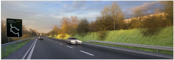 View of the Small Dean North Embankment from the A413 Wendover bypass